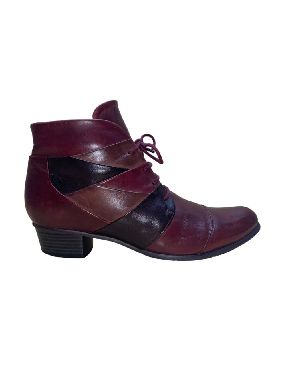Regarde Le Ciel Women’s Red & Black Patchwork Leather Side Zipper Boots Size 39